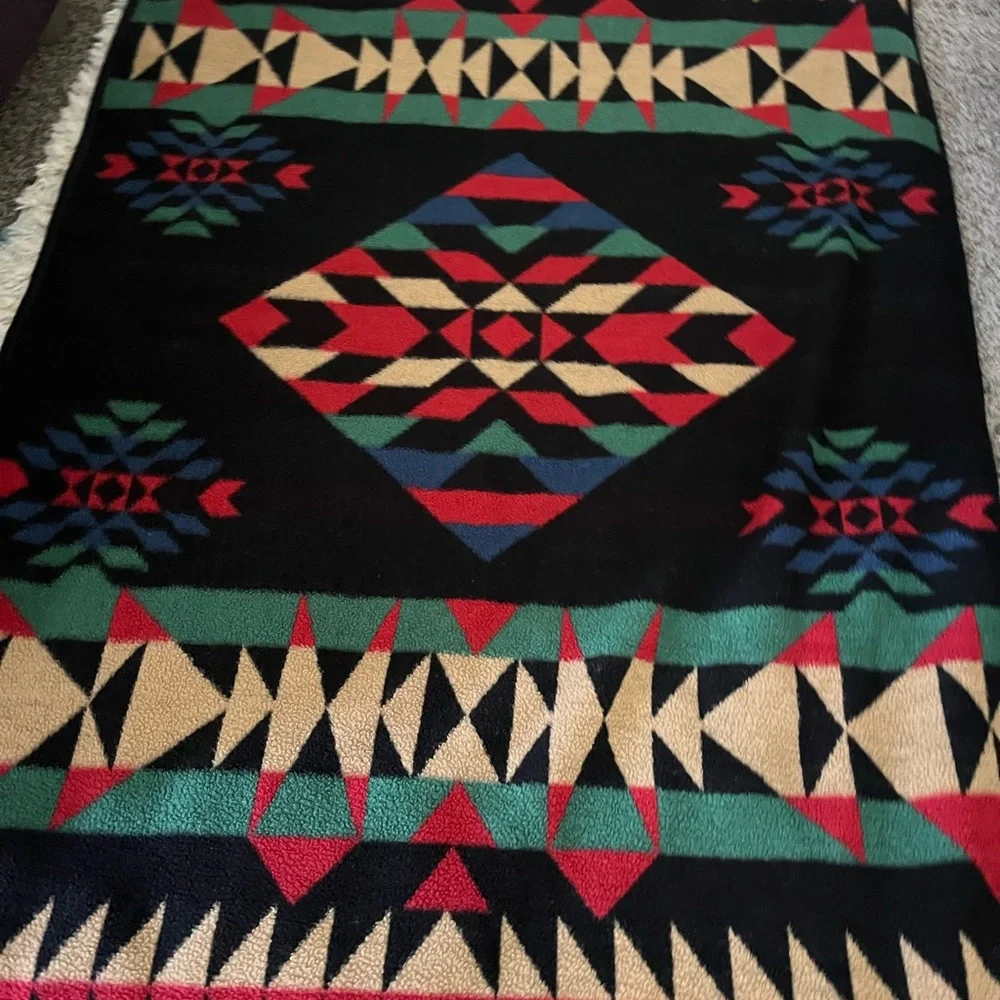 Vintage Biederlack Southwestern Geometric Accent Throw Blanket made in Germany